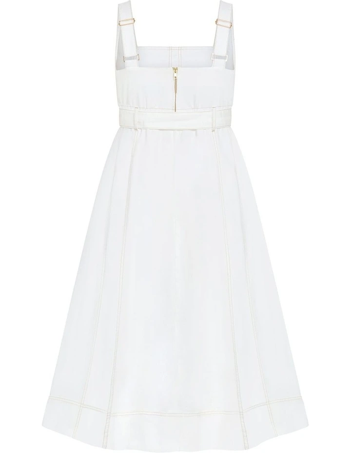 Rhia Fit & Flare Denim Dress in Ivory image 4