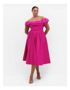 Mayah Midi Dress in Framboise