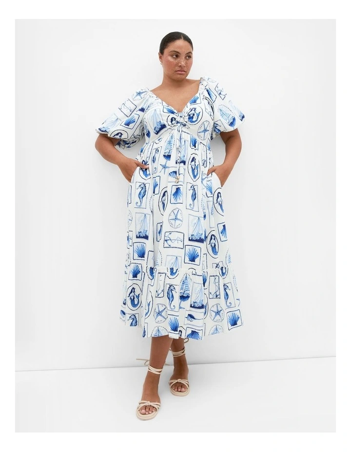 Giselle Amalfi V Neck Maxi Dress in White image 1