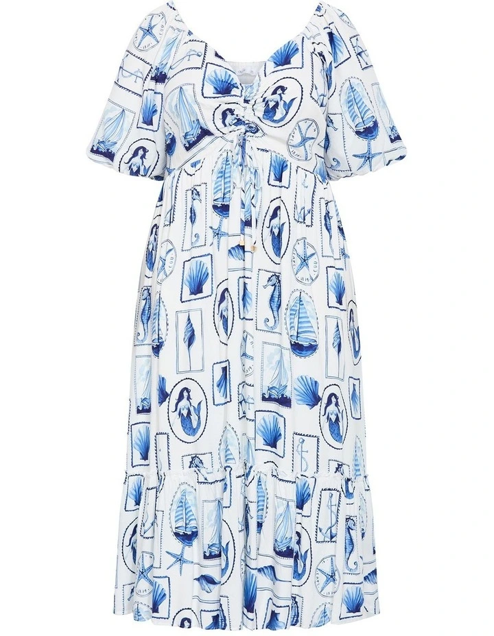 Giselle Amalfi V Neck Maxi Dress in White image 3