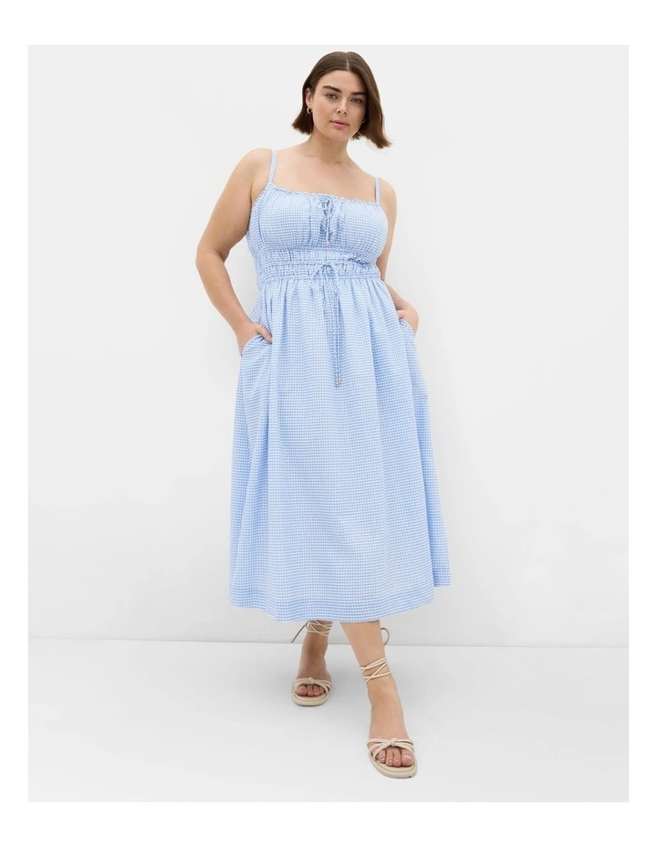 Sunset Gingham Midi Dress in Blue image 1