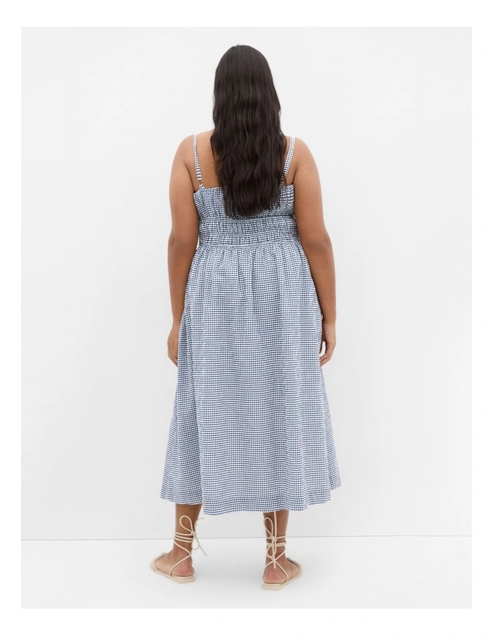 Sunset Gingham Midi Dress in Navy image 2