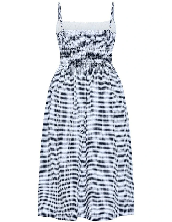 Sunset Gingham Midi Dress in Navy image 4