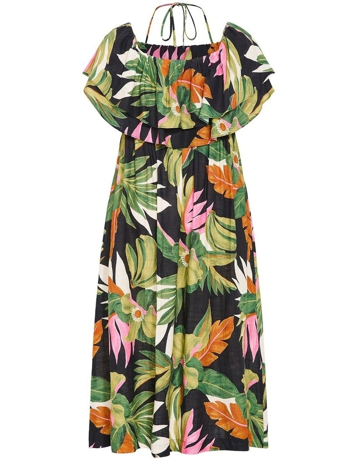 Paradiso Print Maxi Dress in Black image 4