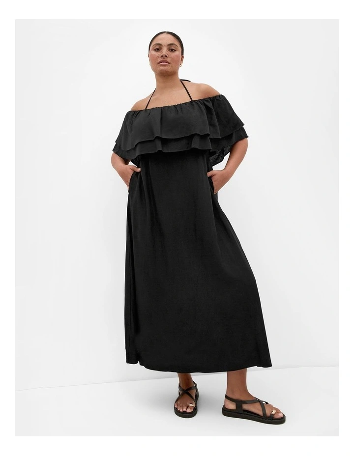 Paradiso Off Shoulder Maxi Dress in Black image 1