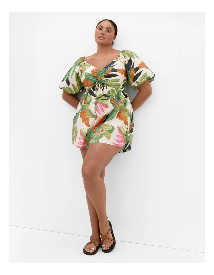 Paradiso Print Playsuit in Ivory image 1