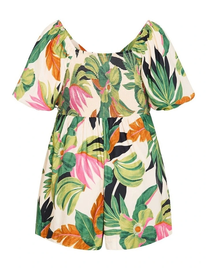 Paradiso Print Playsuit in Ivory image 4