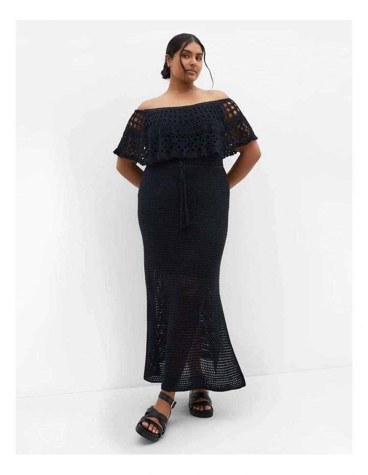 Callie Crochet Dress in Black image 1