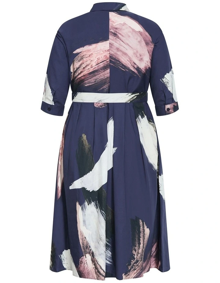 Angel Print Shirt Dress in Navy image 4