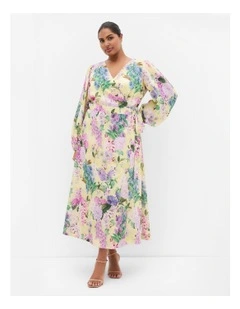 Anastasia Wrap Maxi Dress in Lemon