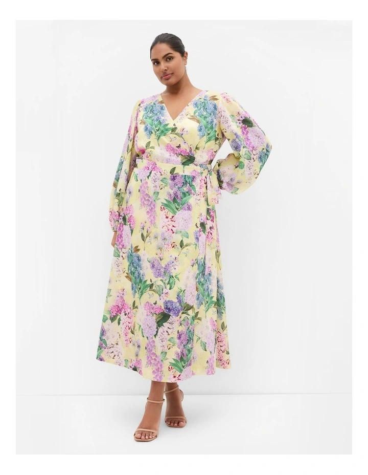 Anastasia Wrap Maxi Dress in Lemon image 1