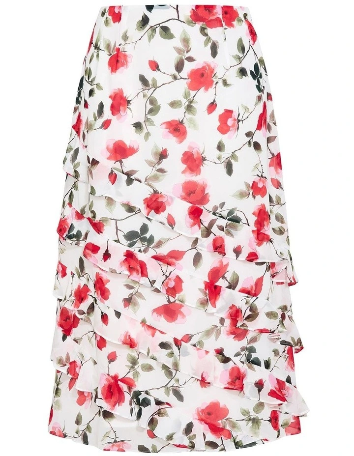Skai Fleur Print Maxi Skirt in Ivory image 3