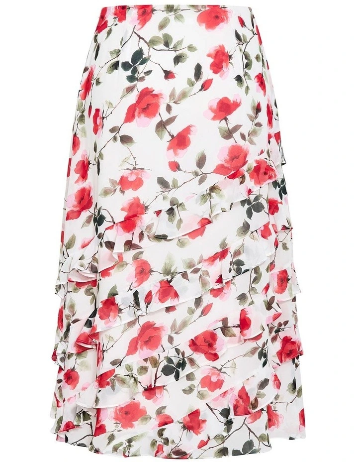 Skai Fleur Print Maxi Skirt in Ivory image 4