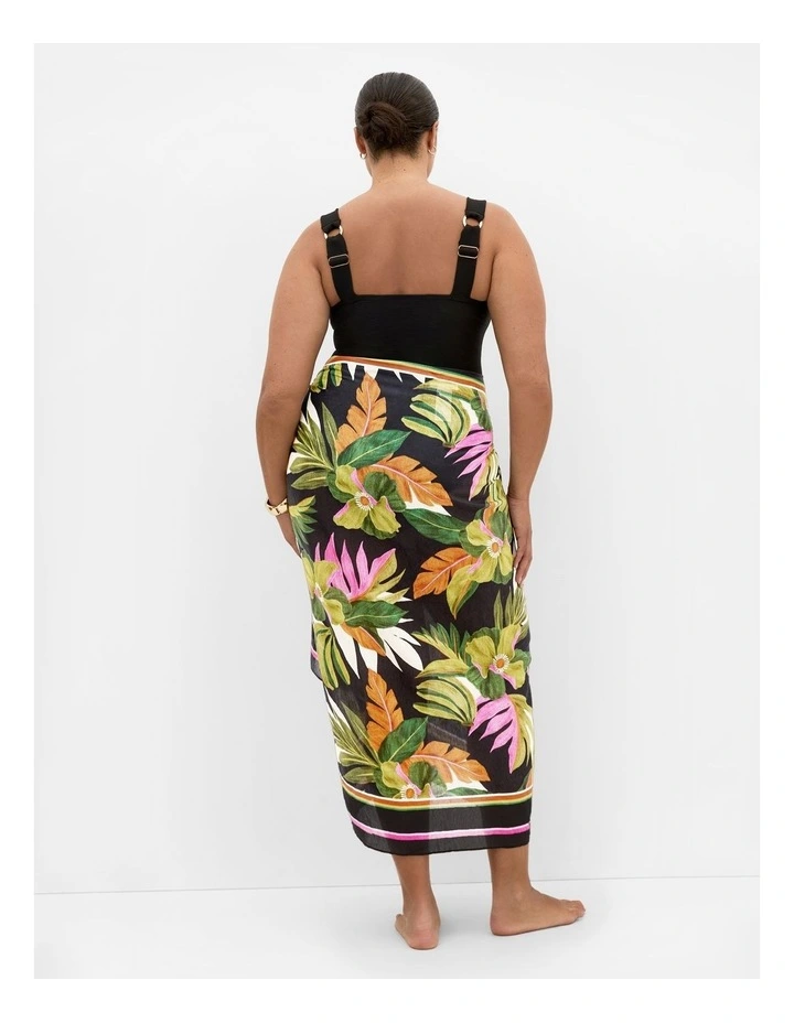 Paradiso Print Sarong in Black image 2