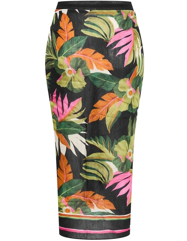 Paradiso Print Sarong in Black image 4