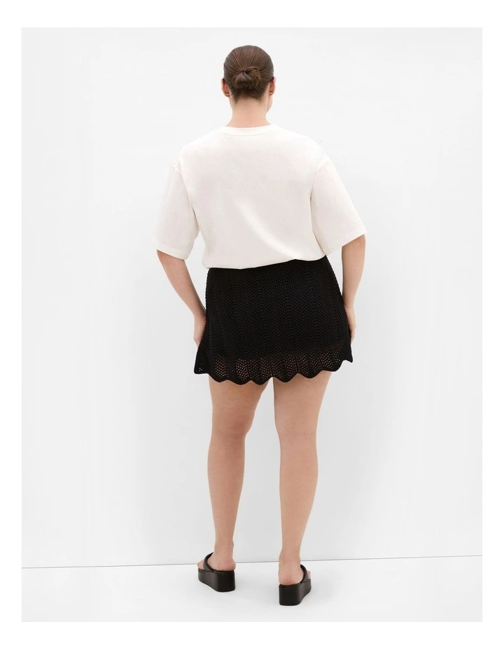 Crochet Tie Lined Mini Skort in Black image 2
