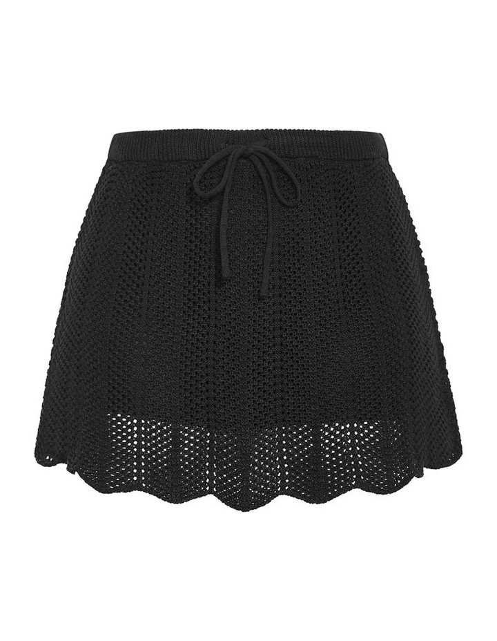 Crochet Tie Lined Mini Skort in Black image 3