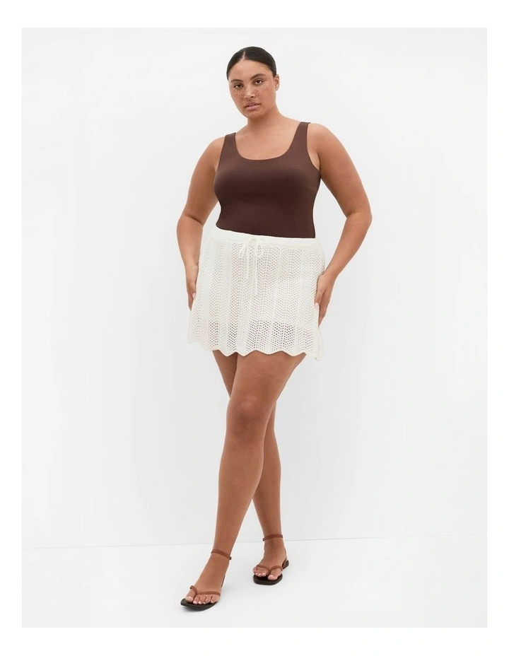 Crochet Tie Lined Mini Skort in Ivory image 1