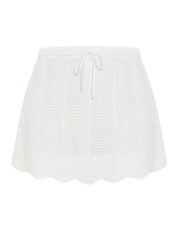 Crochet Tie Lined Mini Skort in Ivory image 3
