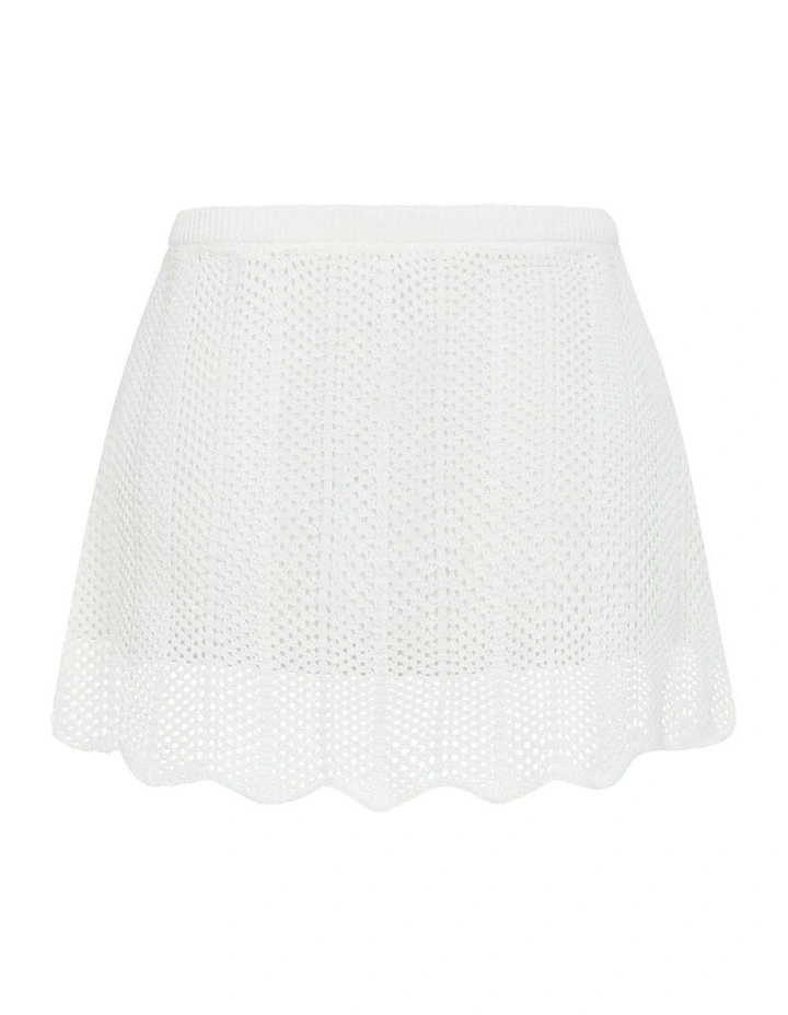 Crochet Tie Lined Mini Skort in Ivory image 4
