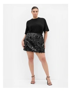 Adorn Sequin Mini Skirt in Black