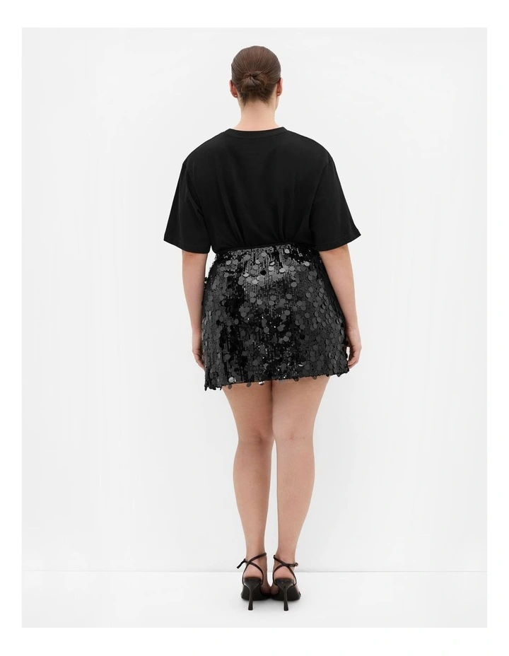 Adorn Sequin Mini Skirt in Black image 2