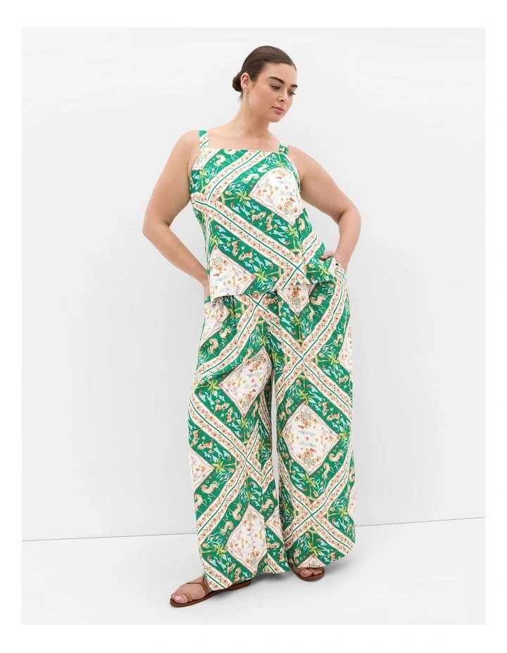 Jayla Prairie Print Pant in Green image 1