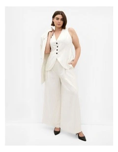 Pinstripe Wide Leg Pant in Ivory