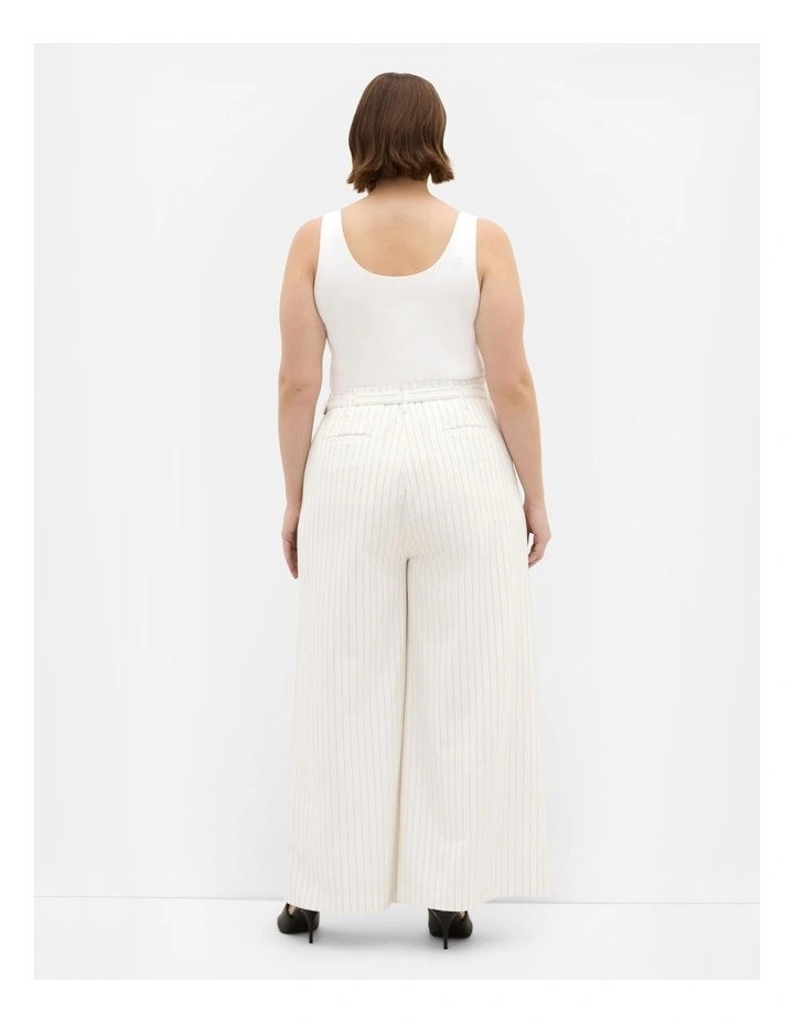 Pinstripe Wide Leg Pant in Ivory image 2