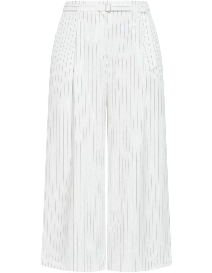 Pinstripe Wide Leg Pant in Ivory image 3