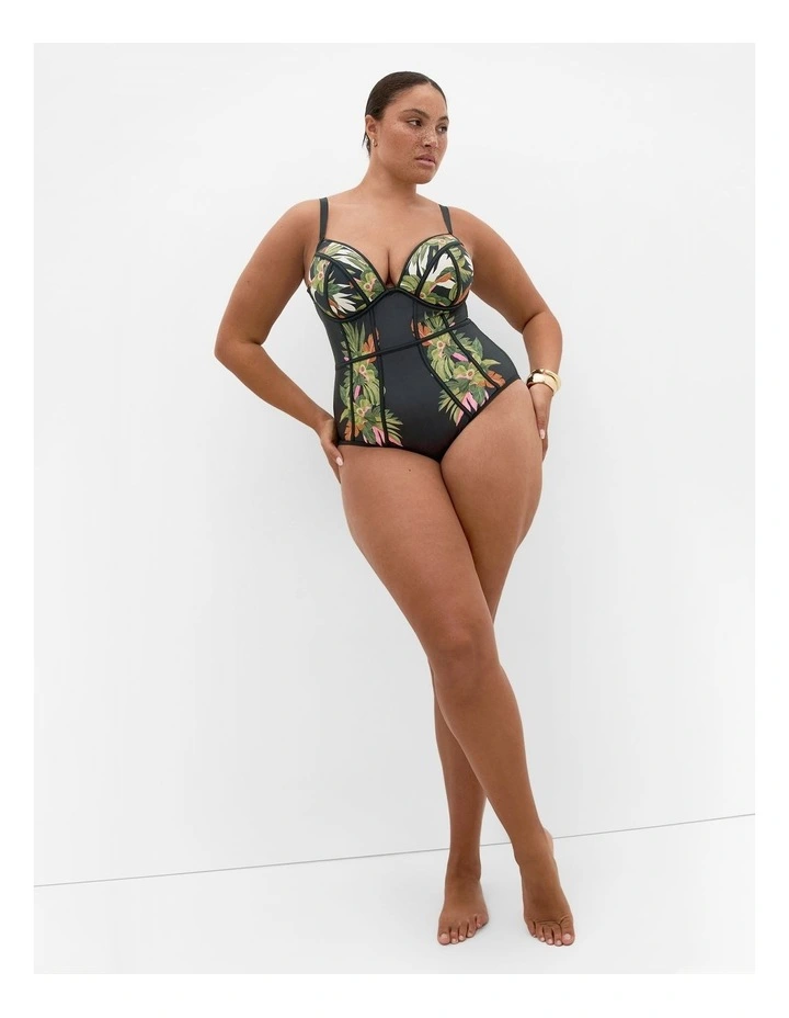 Paradiso Print Underwire 1 Piece in Black image 1