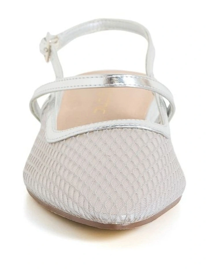 Wide Fit Lily Mesh Flat in Silver image 4