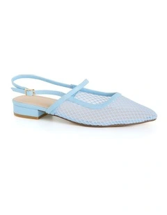 Wide Fit Lily Mesh Flat in Soft Blue