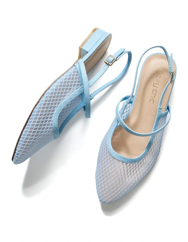 Wide Fit Lily Mesh Flat in Soft Blue image 3