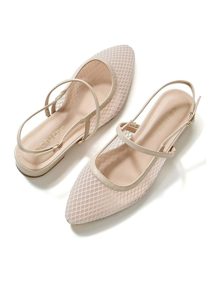 Wide Fit Lily Mesh Flat in Stone image 6