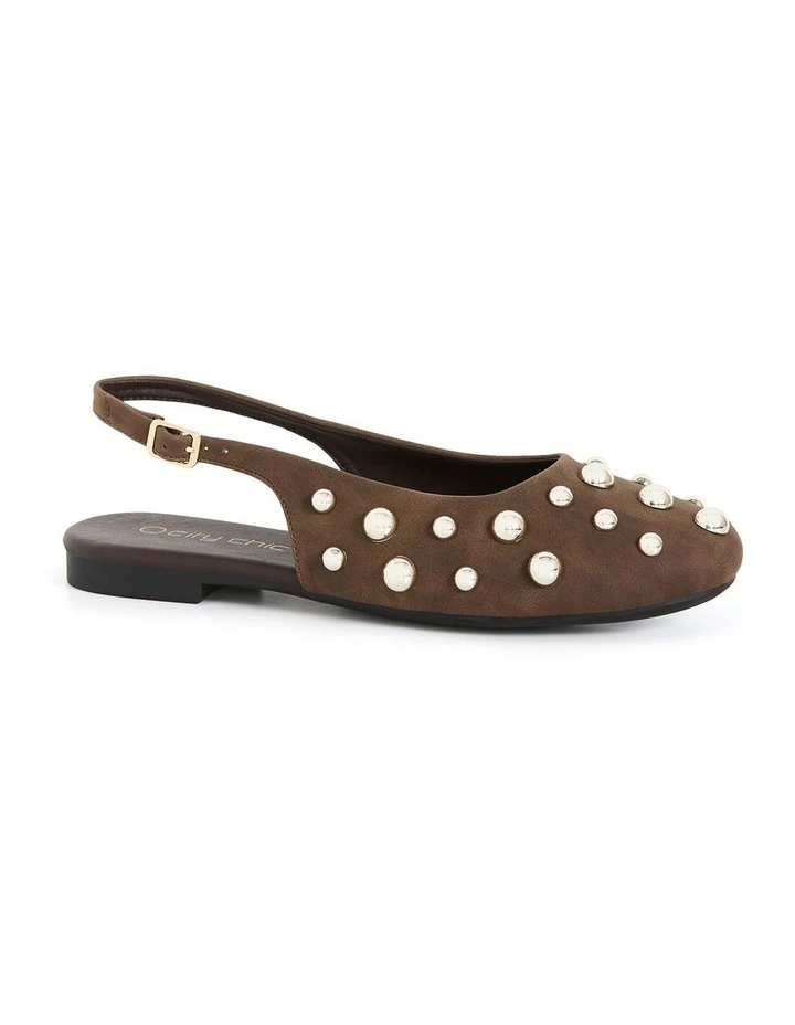 Wide Fit Lyla Rivet Ballet Flat in Chocolate image 1