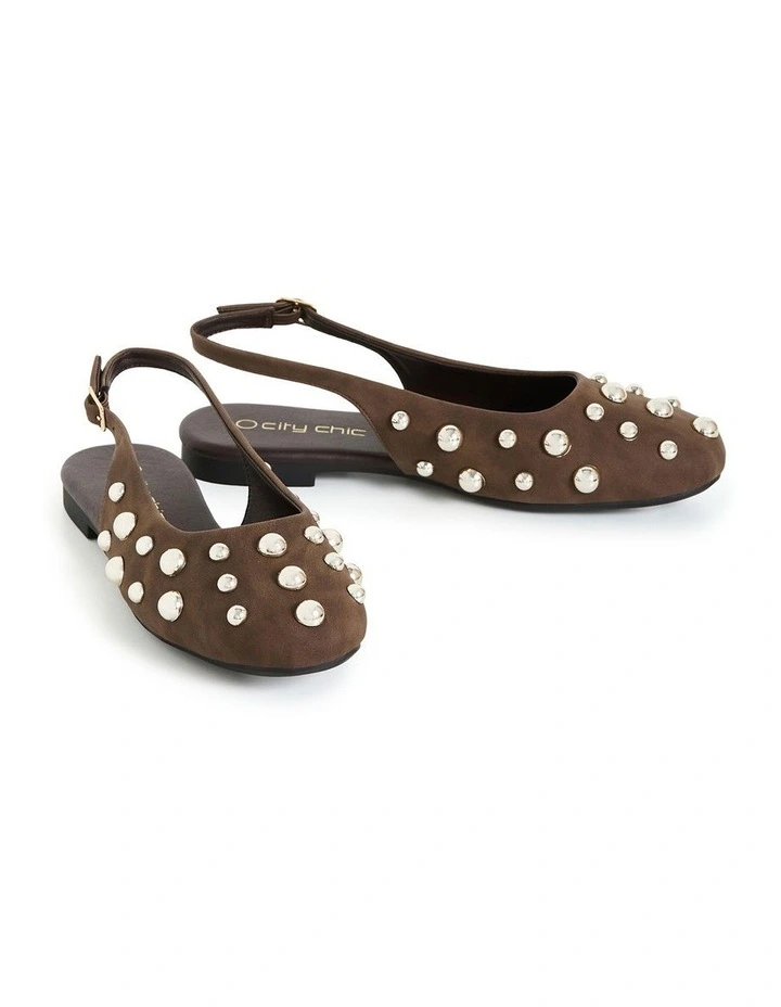 Wide Fit Lyla Rivet Ballet Flat in Chocolate image 3