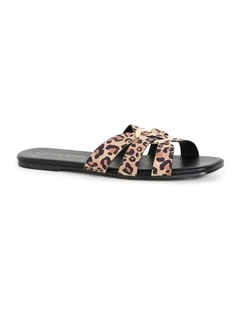 Wide Fit Jacey Leopard Print Slide in Fawn