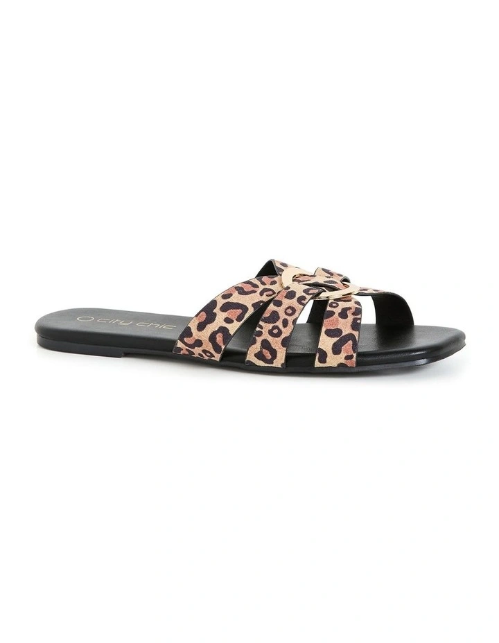 Wide Fit Jacey Leopard Print Slide in Fawn image 1