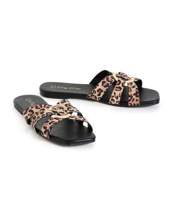 Wide Fit Jacey Leopard Print Slide in Fawn image 3