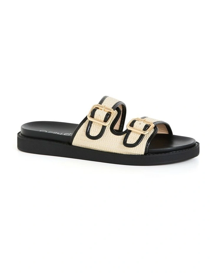Wide Fit Casey Raffia Slide in Natural image 1
