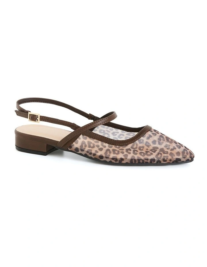 Wide Fit Animal Mesh Flat in Chocolate image 1