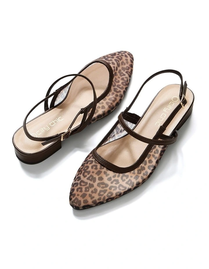 Wide Fit Animal Mesh Flat in Chocolate image 3