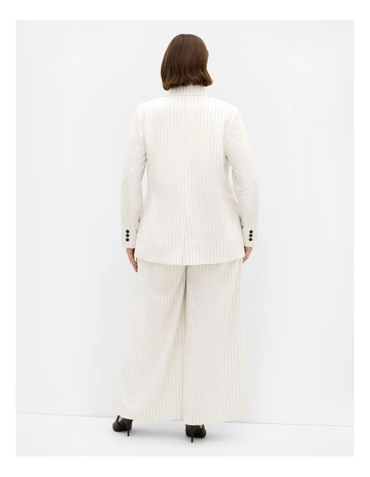 Pinstripe Double Breasted Blazer in Ivory image 2