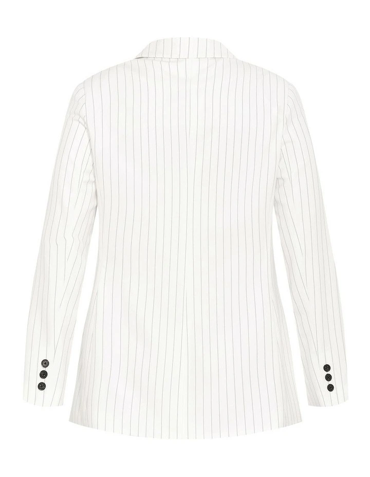 Pinstripe Double Breasted Blazer in Ivory image 4