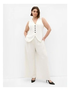 Pinstripe Contrast Vest in Ivory