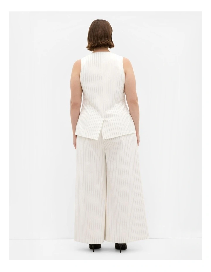 Pinstripe Contrast Vest in Ivory image 2
