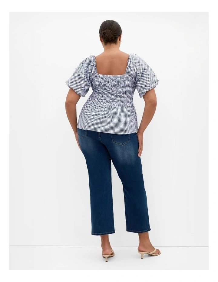 Blaire Gingham Top in Navy image 2