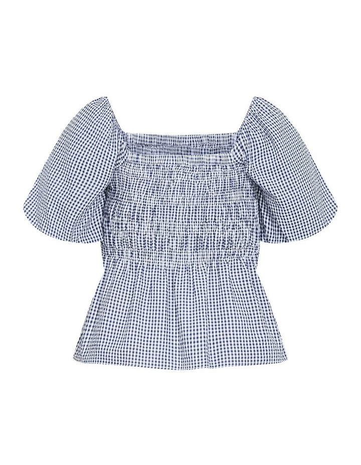 Blaire Gingham Top in Navy image 4