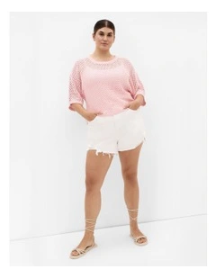 Crochet Knit Top in Peach